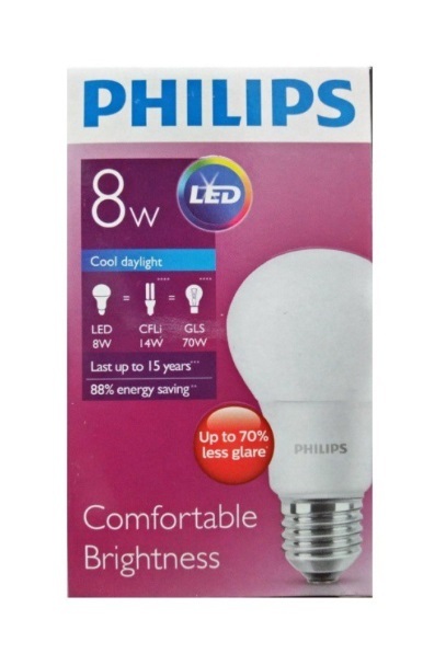 飛利浦 LED 入門級 8-70W E27 6500K A60，不可調光 LED燈泡