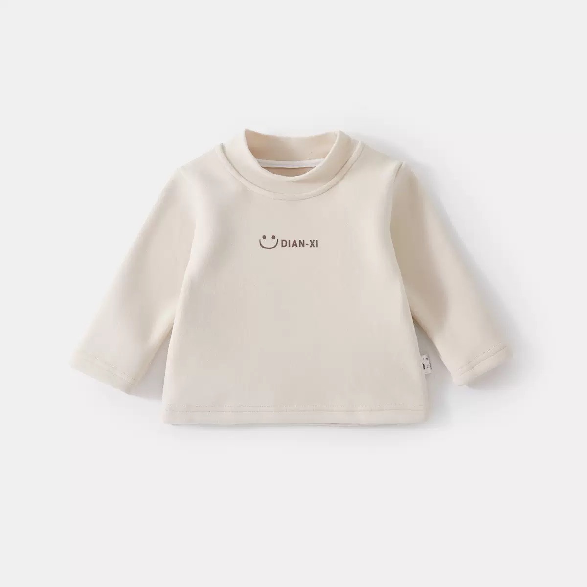 杏色圓領長袖上衣