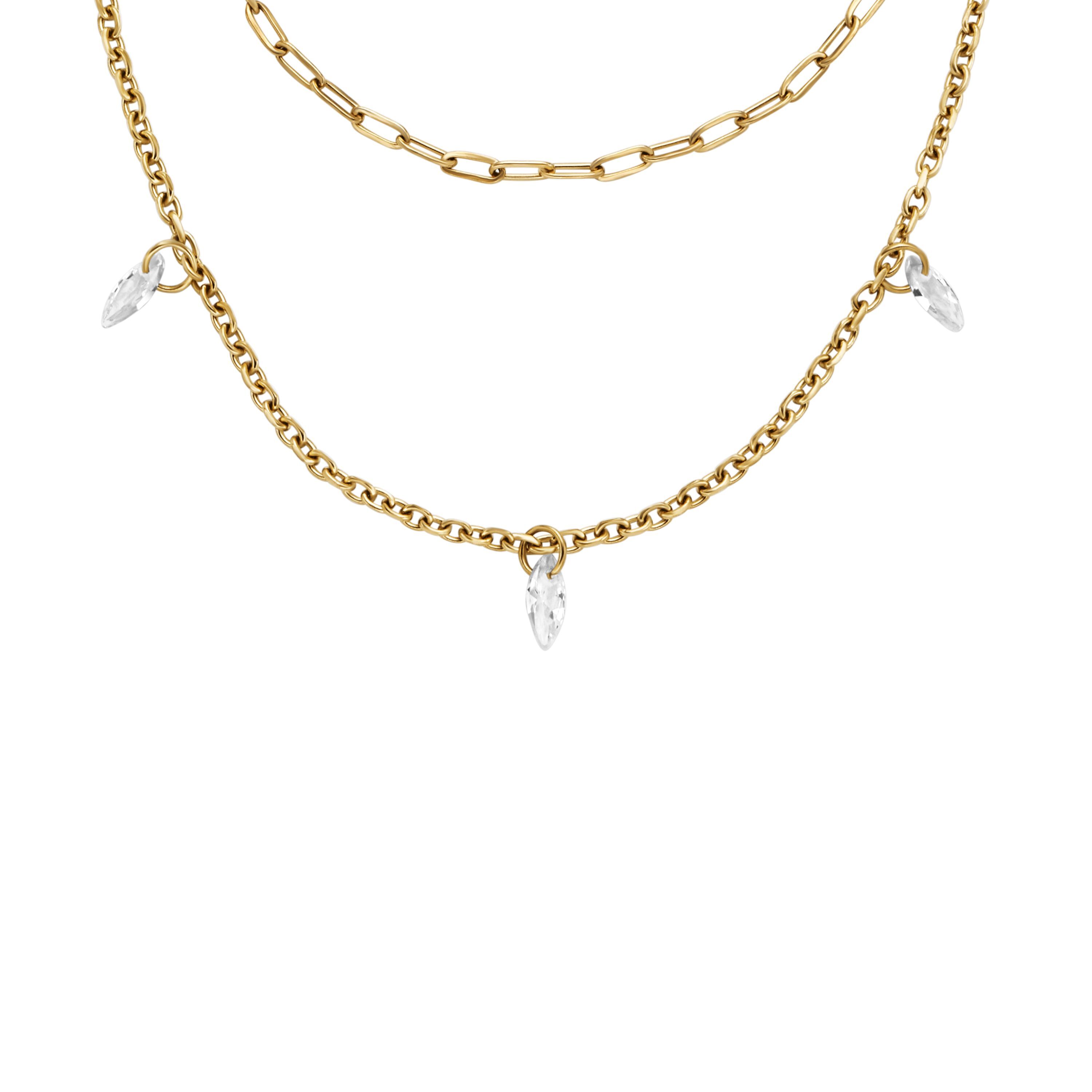 Ellis 晶光綺鏈不鏽鋼項鍊-金色 JF04894710