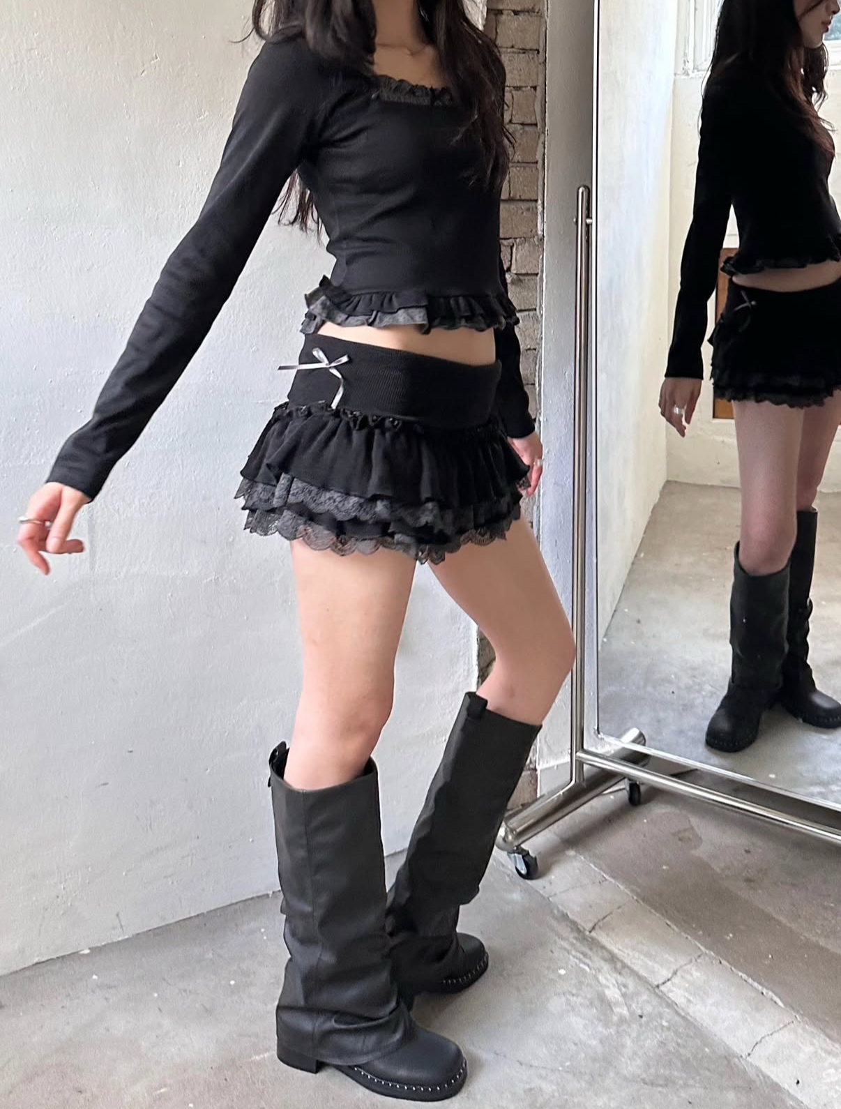 (現貨) KR LITTLE RIBBON MINI CAKE  SKIRT (3 COLORS)