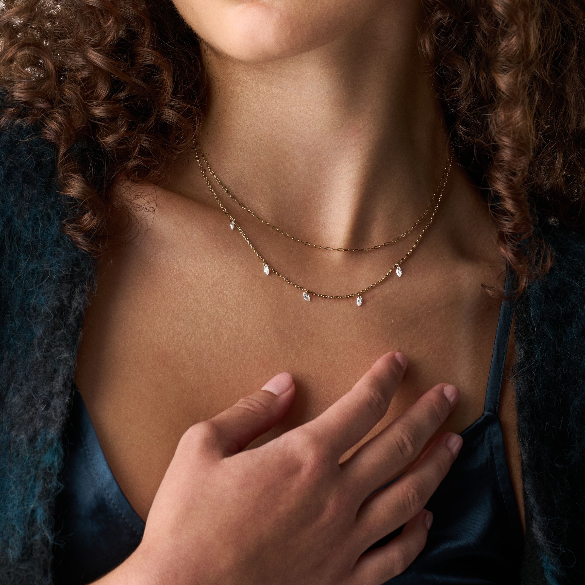 Ellis 晶光綺鏈不鏽鋼項鍊-金色 JF04894710