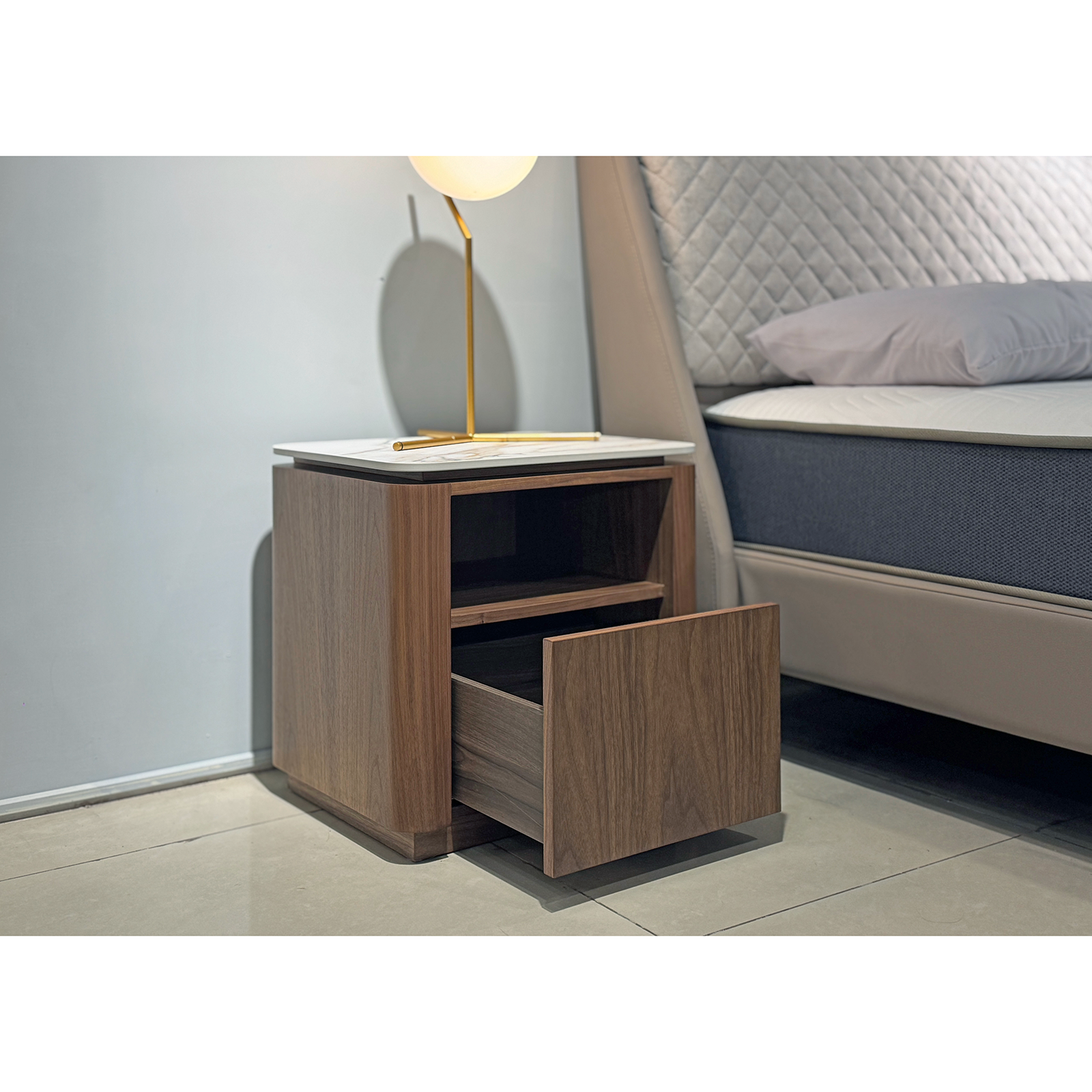 燒結石可收納床邊櫃〔ST120NS〕