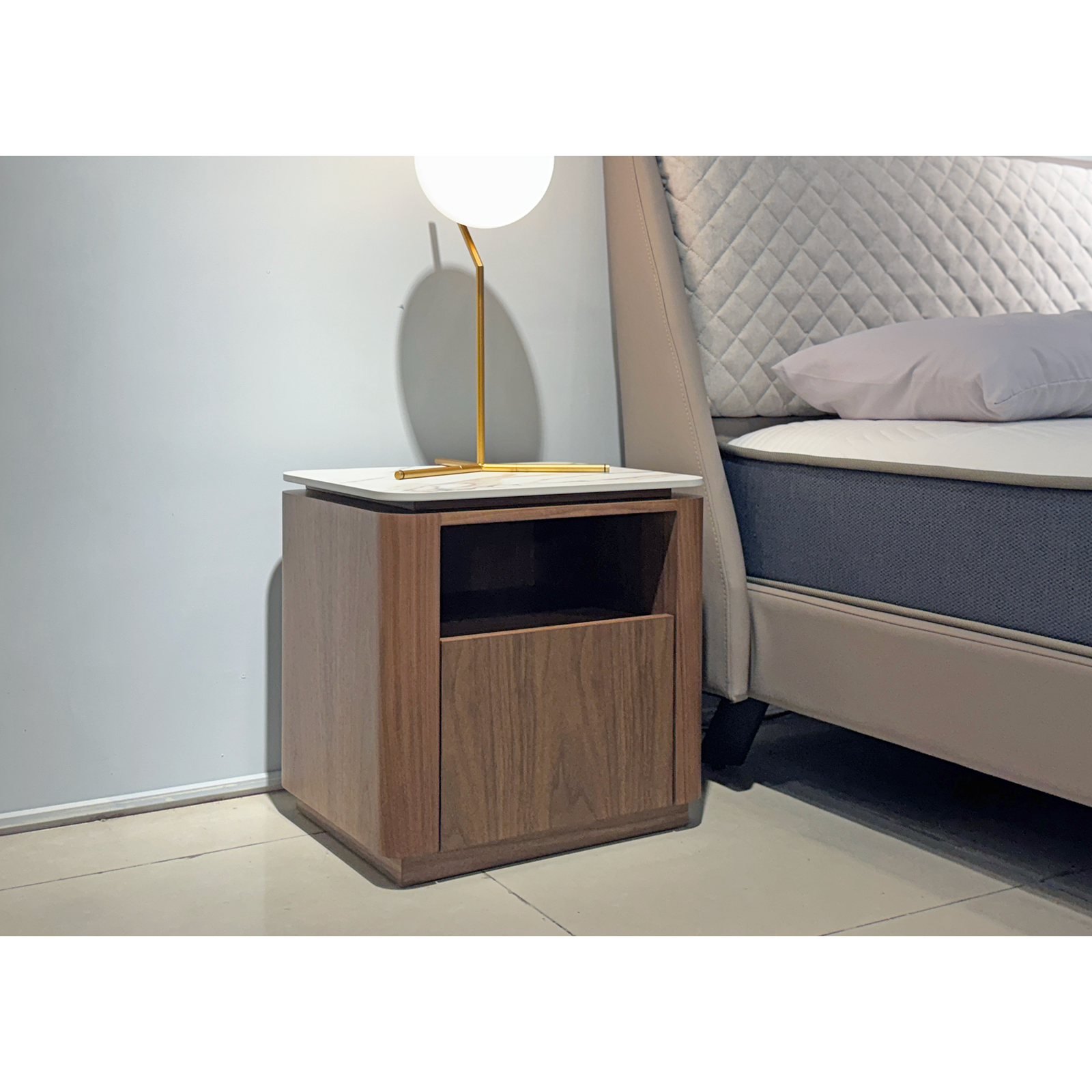 燒結石可收納床邊櫃〔ST120NS〕