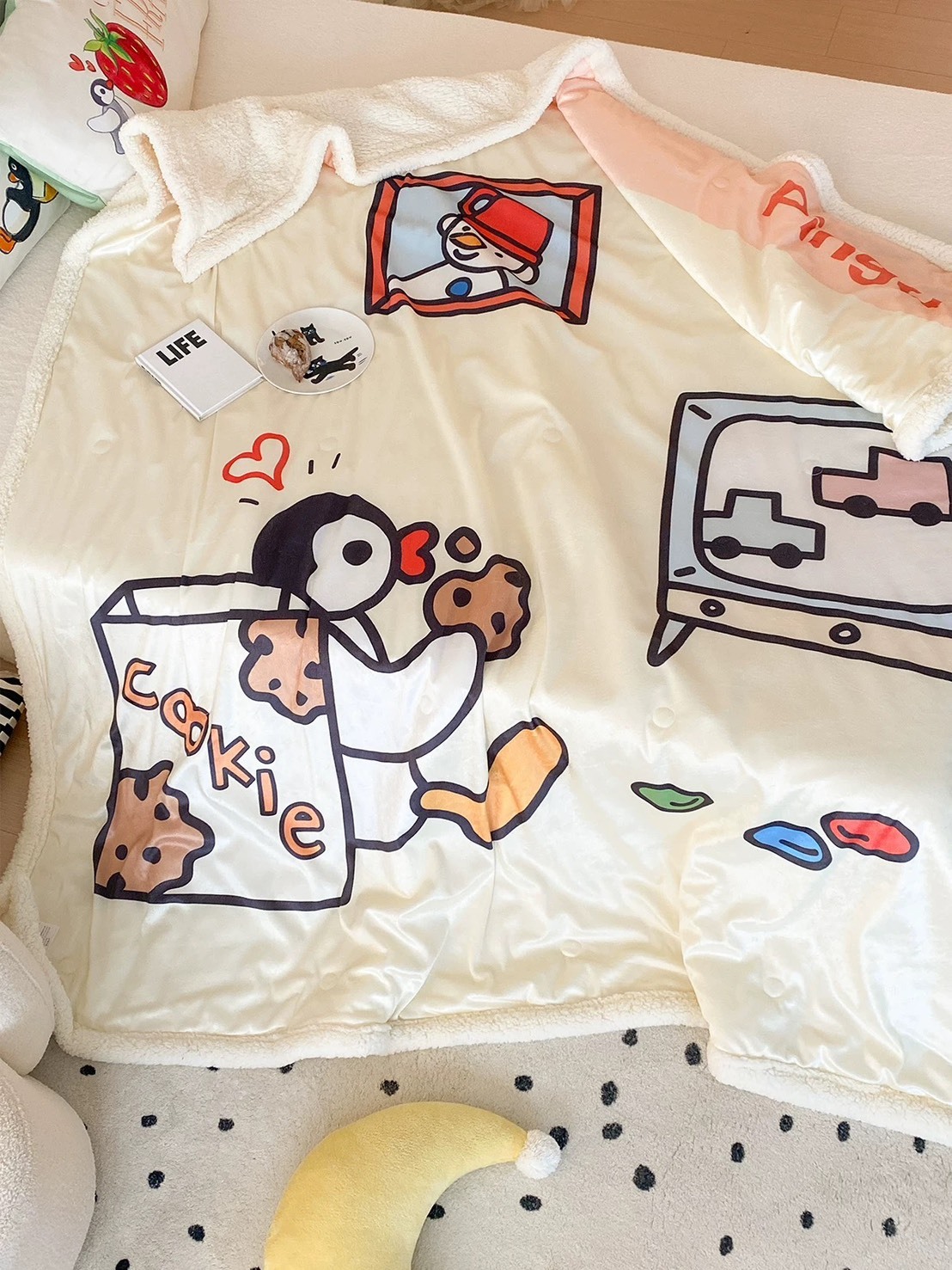 PINGU企鵝家族 正版聯名 仿羊羔絨毯