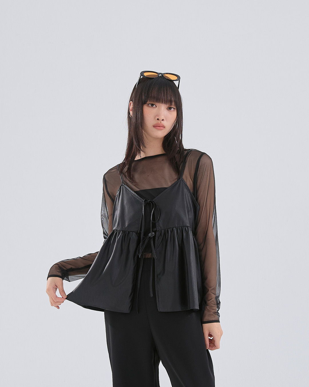 Leather double-strap spaghetti-shoulder vest【01099143】in stock+pre-order