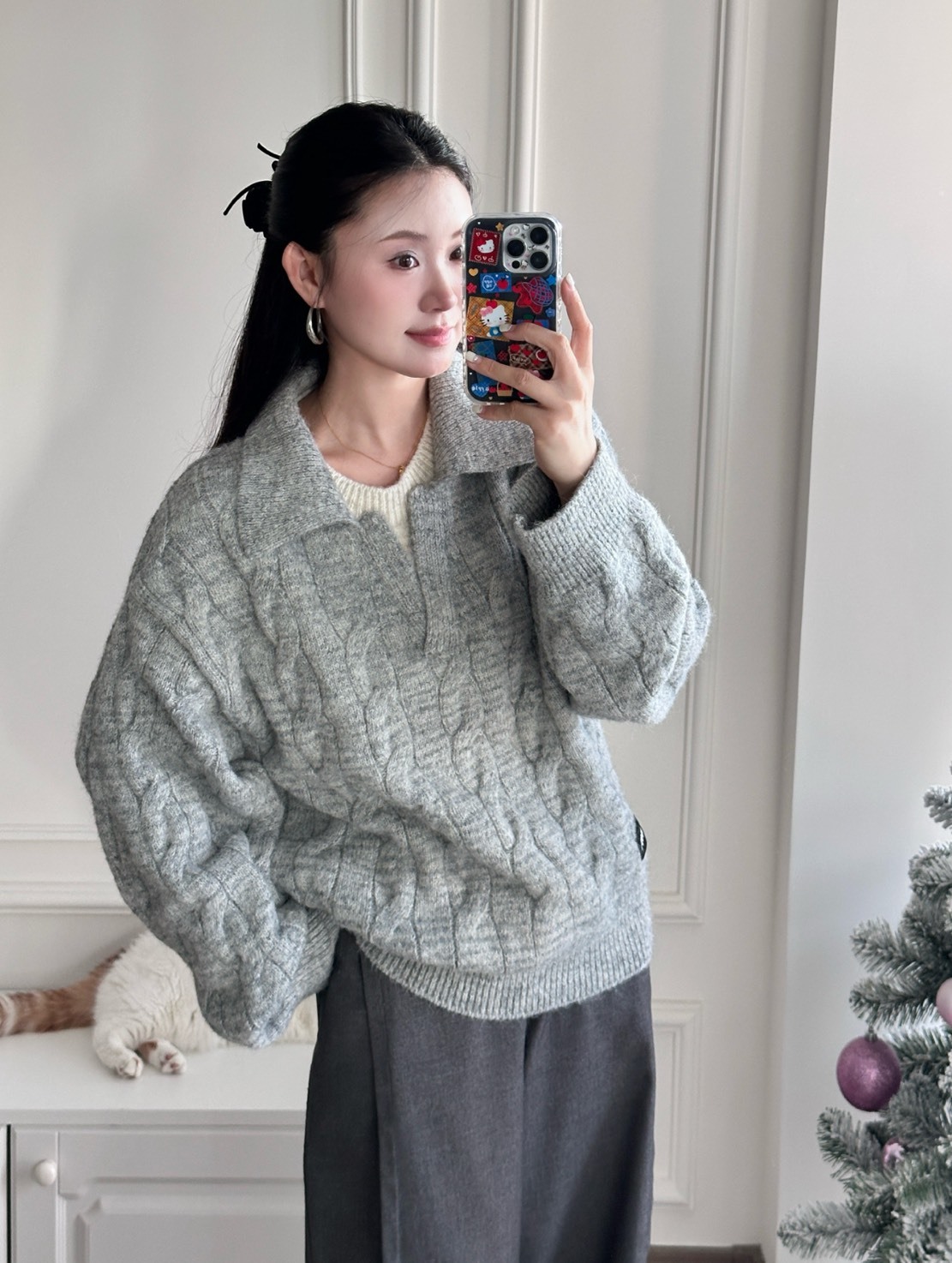 JEEP 羊毛 假兩件 翻領 麻花卷 毛衣