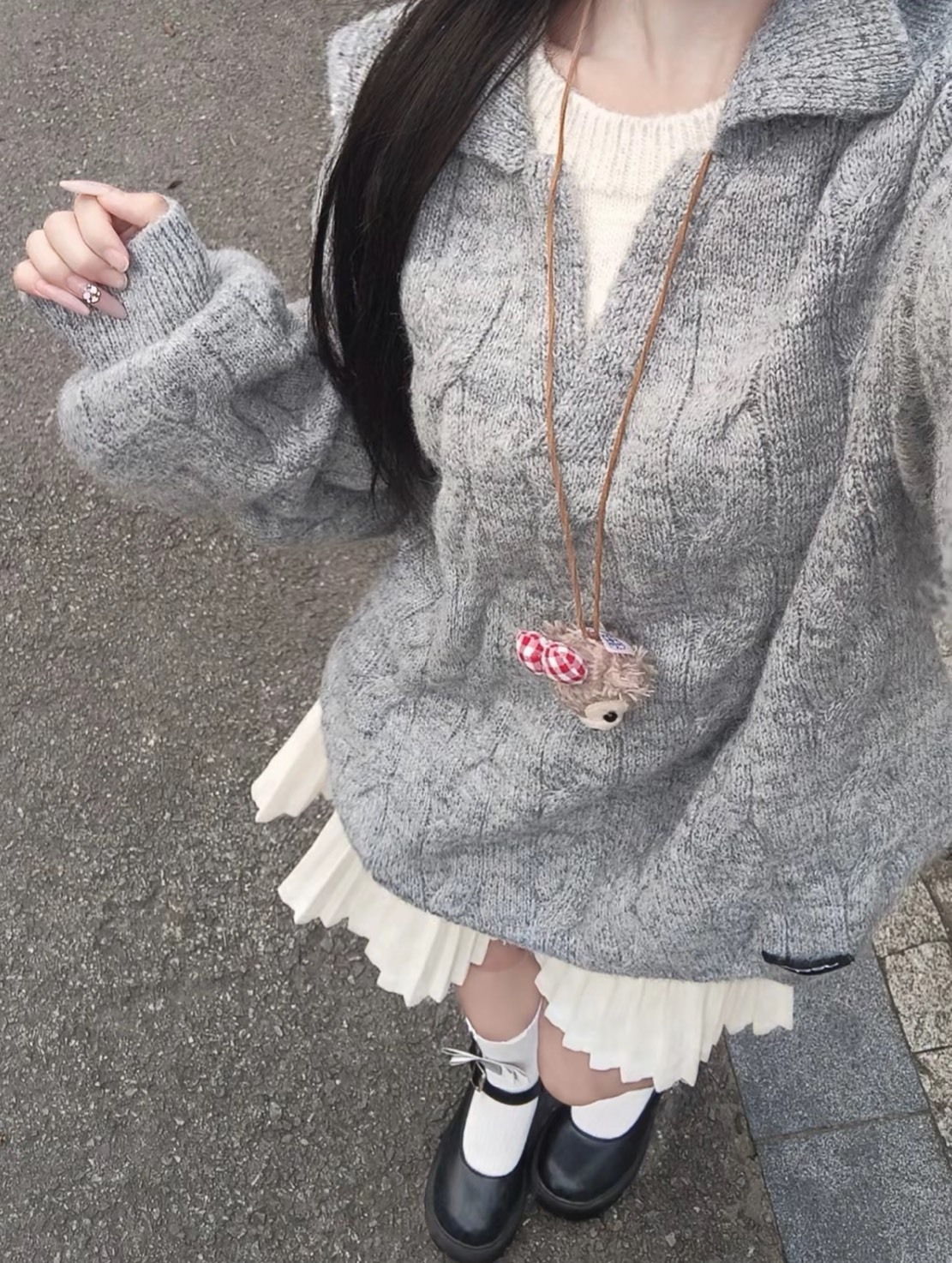 JEEP 羊毛 假兩件 翻領 麻花卷 毛衣