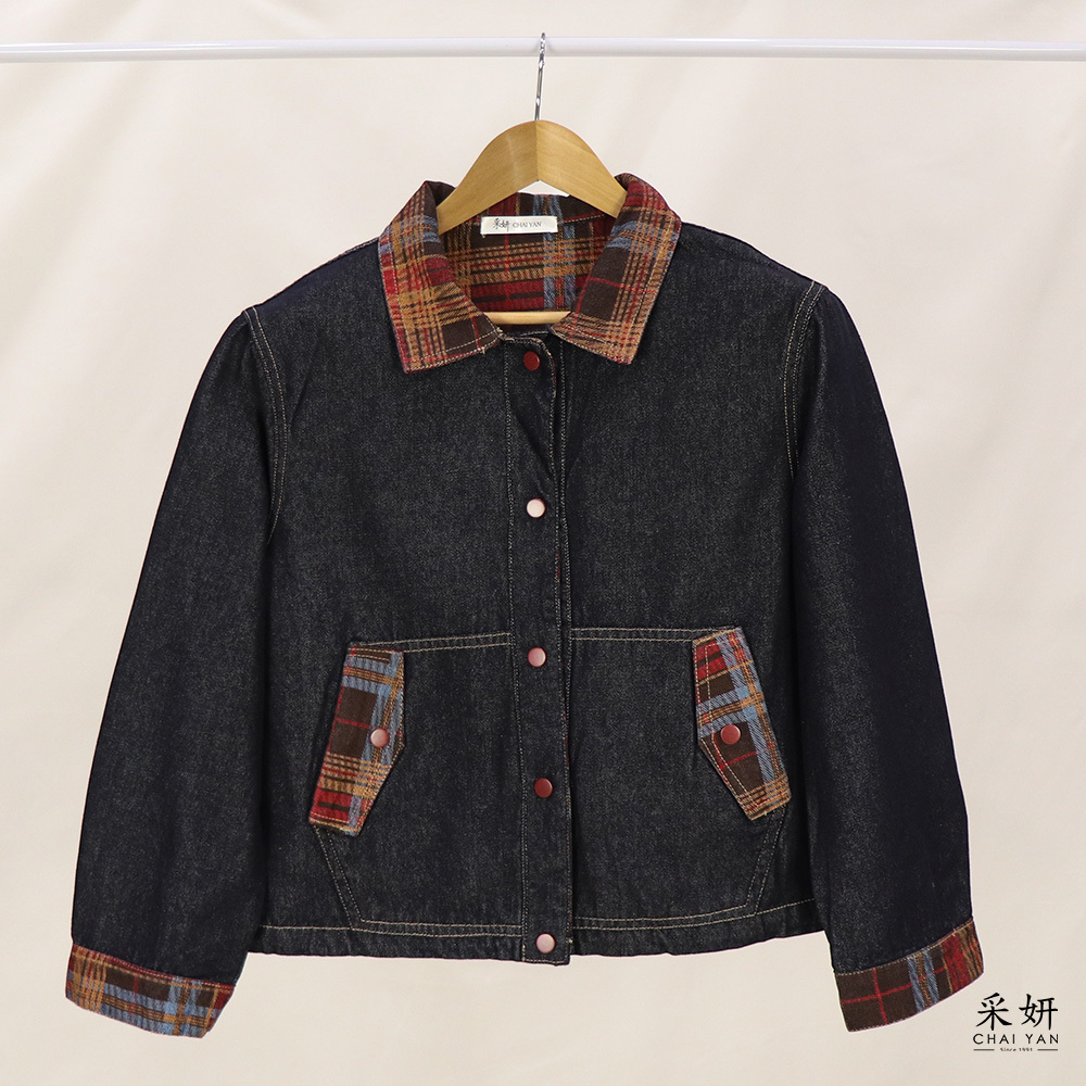 英倫風格紋牛仔襯衫外套