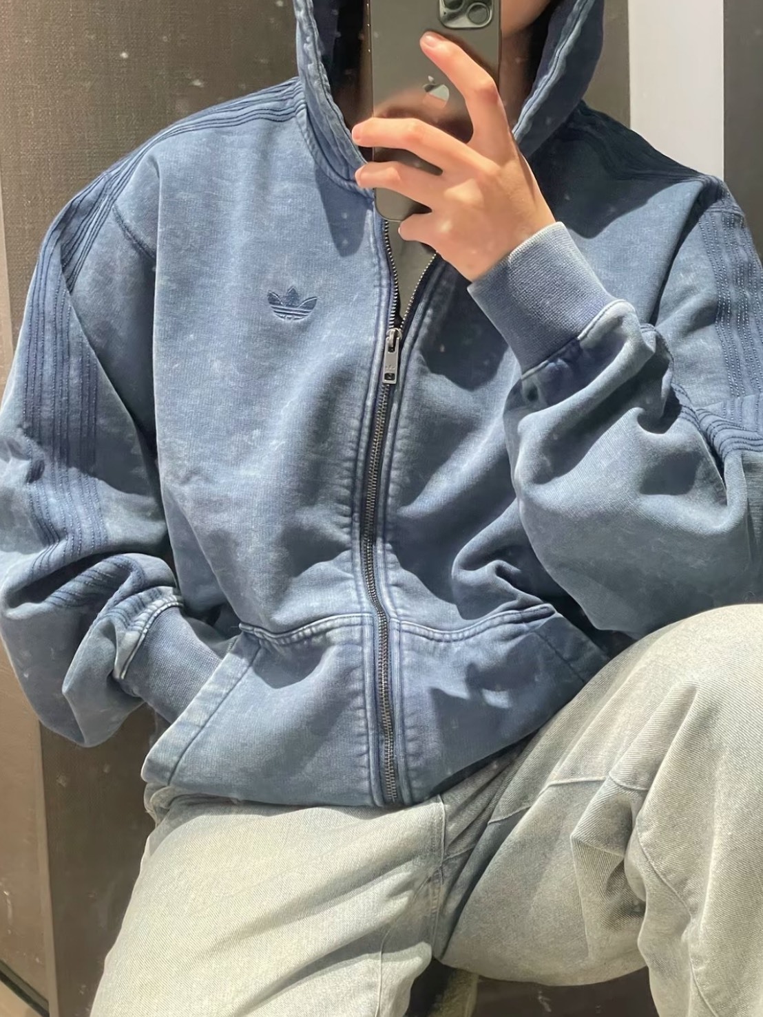 ADIDAS WASHED 水洗做舊連帽外套