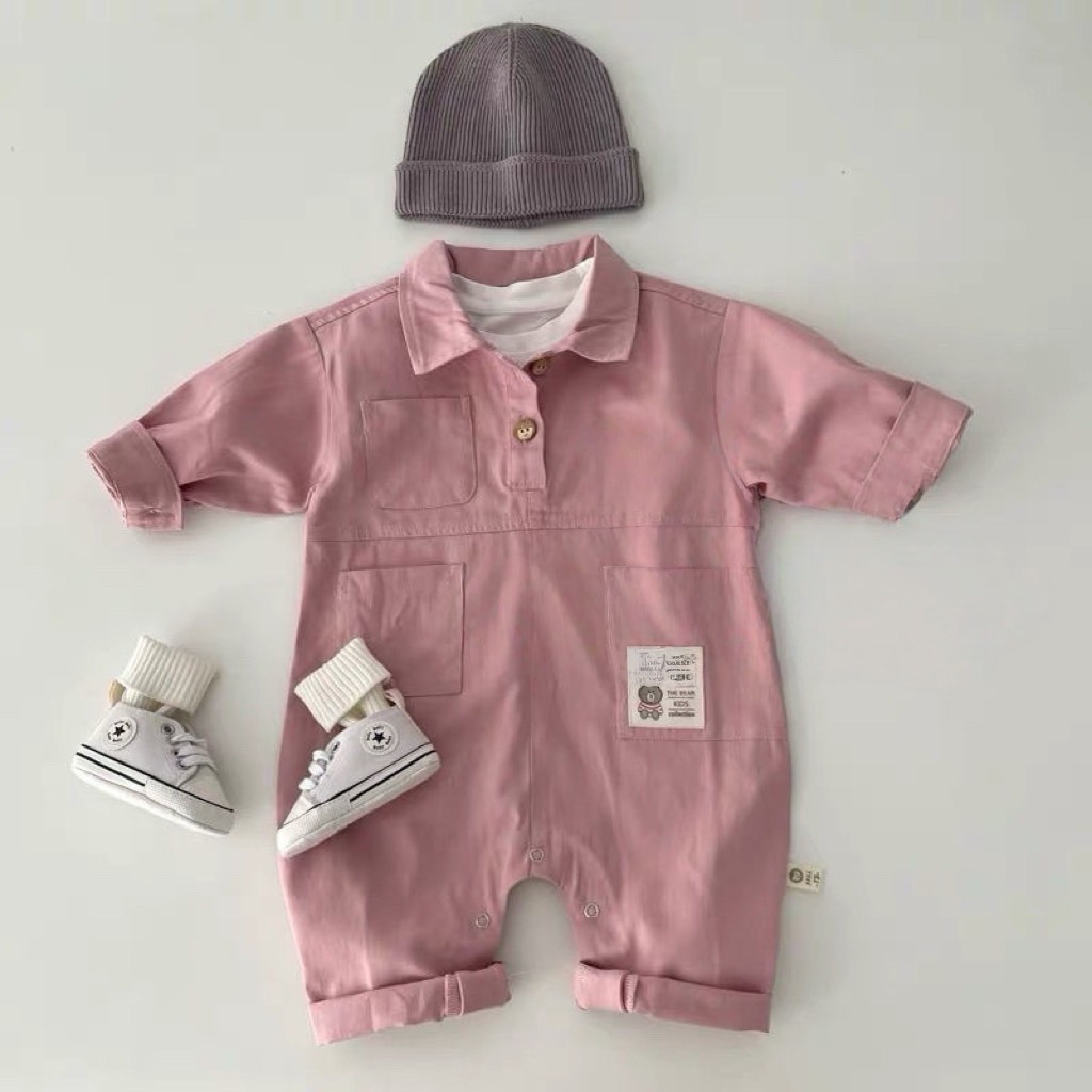 粉色工裝風爬服