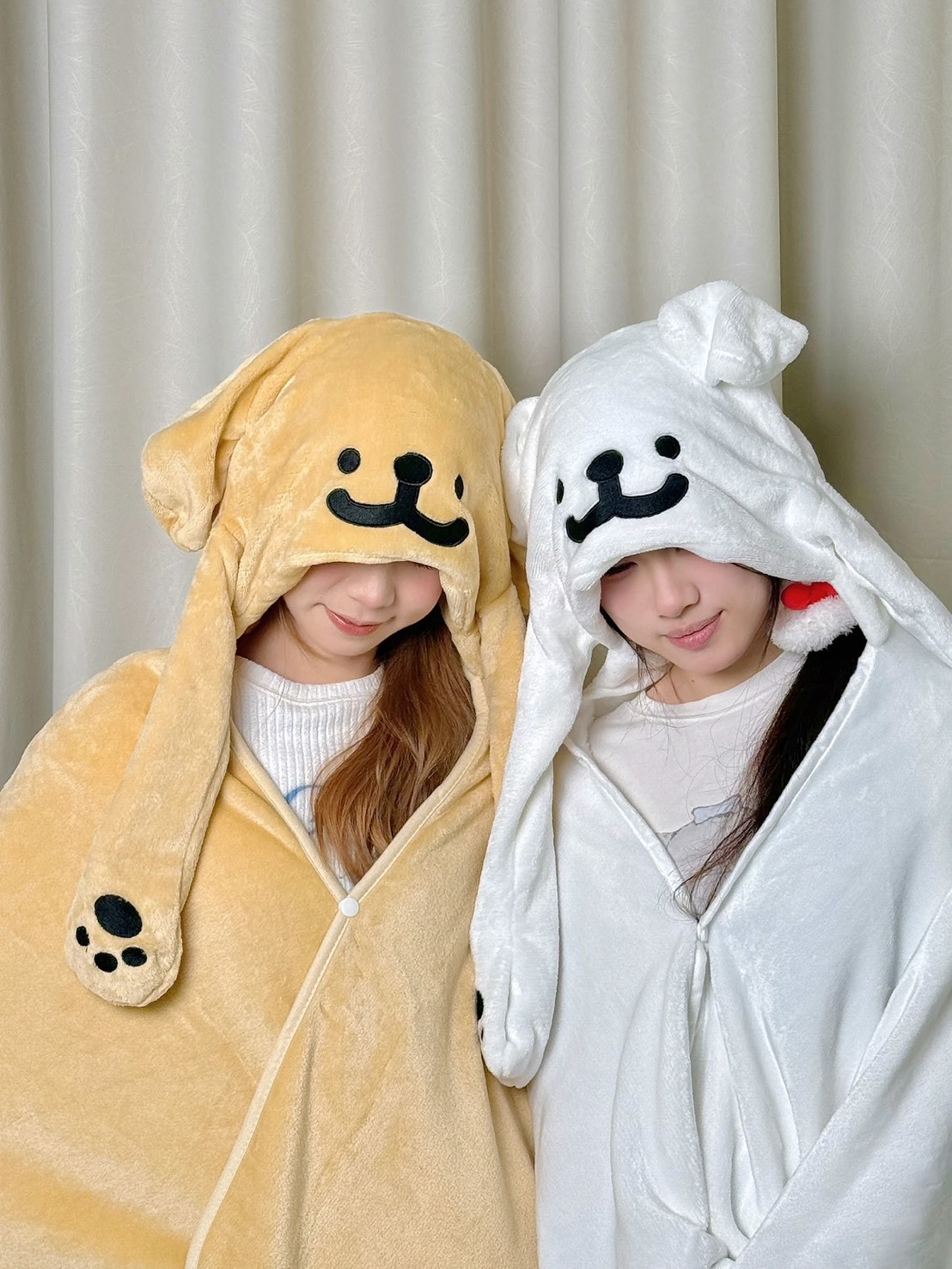 線條小狗 法蘭絨帶帽午休毯