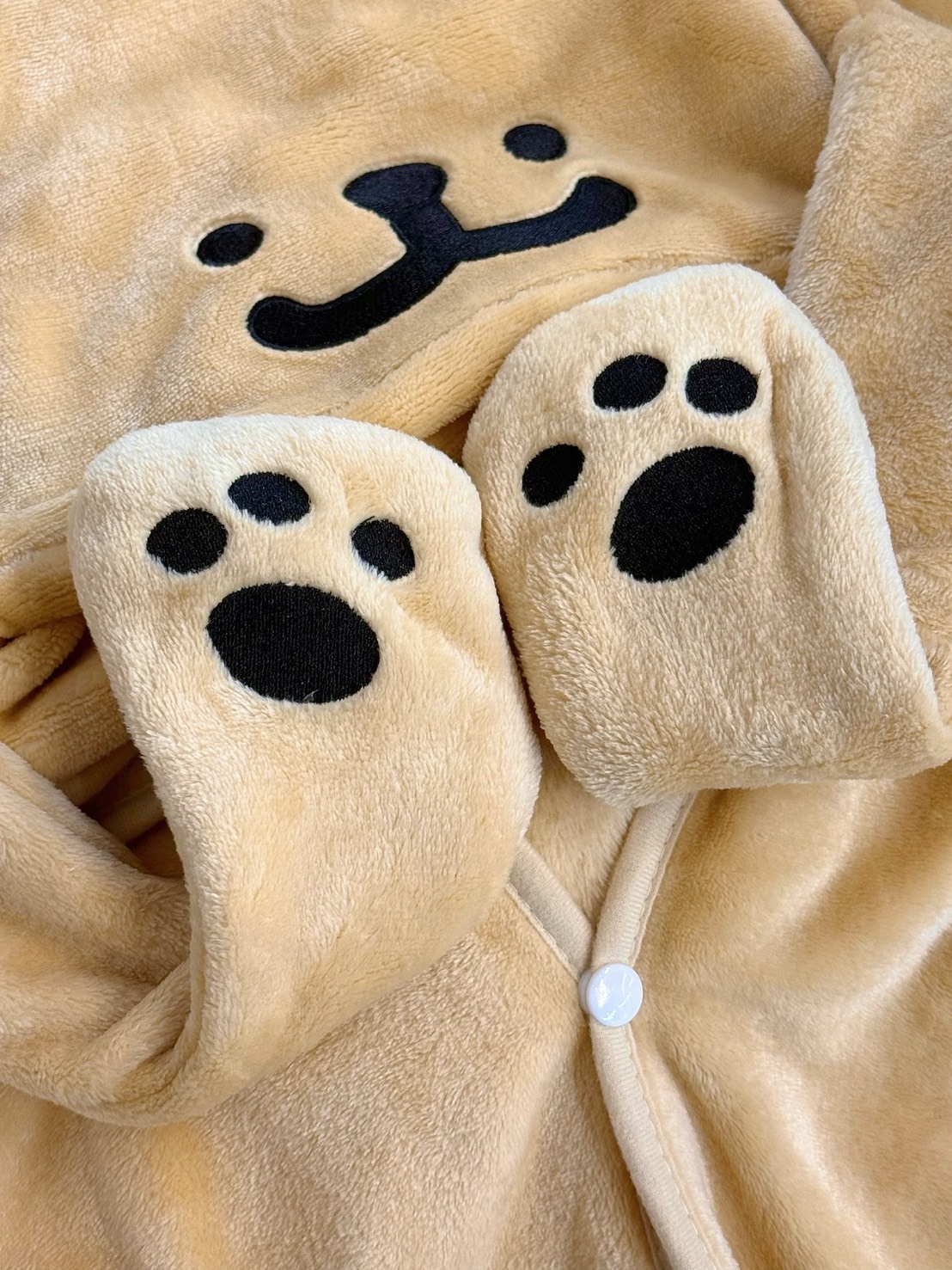 線條小狗 法蘭絨帶帽午休毯