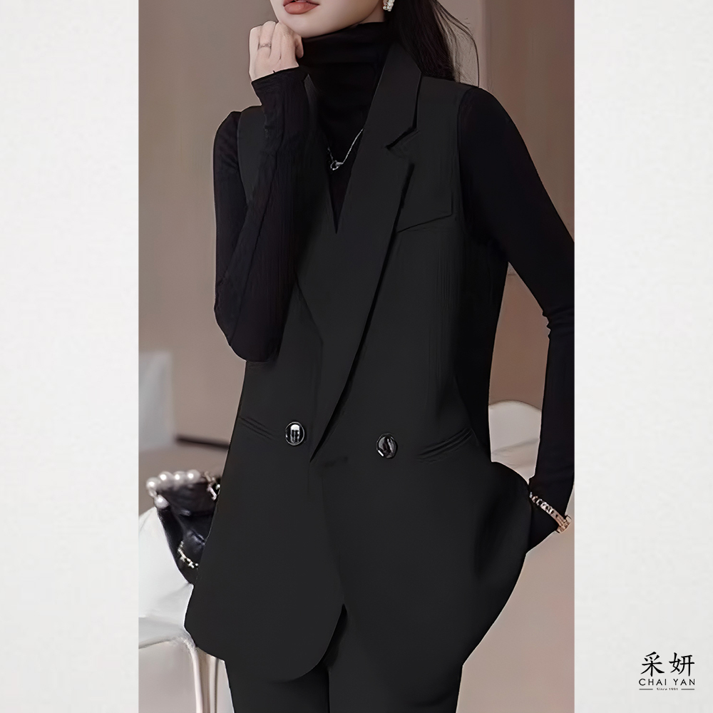 休閒正裝風鈕扣西裝背心外套