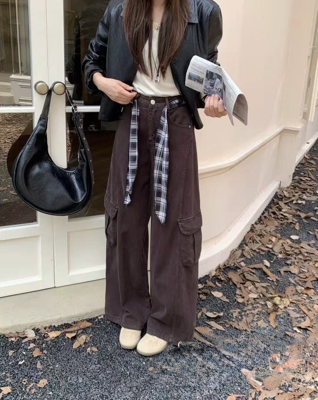 8875 寬鬆工裝落地褲