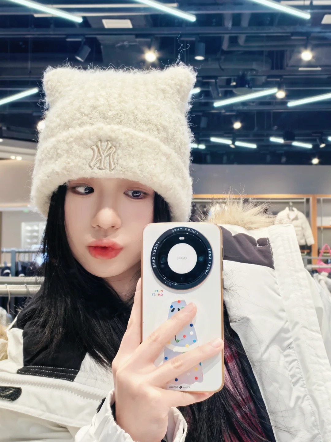 #預購 🇰🇷韓國 MLB PLUSH MEOW BEANIE NY 貓耳造型 毛絨毛帽