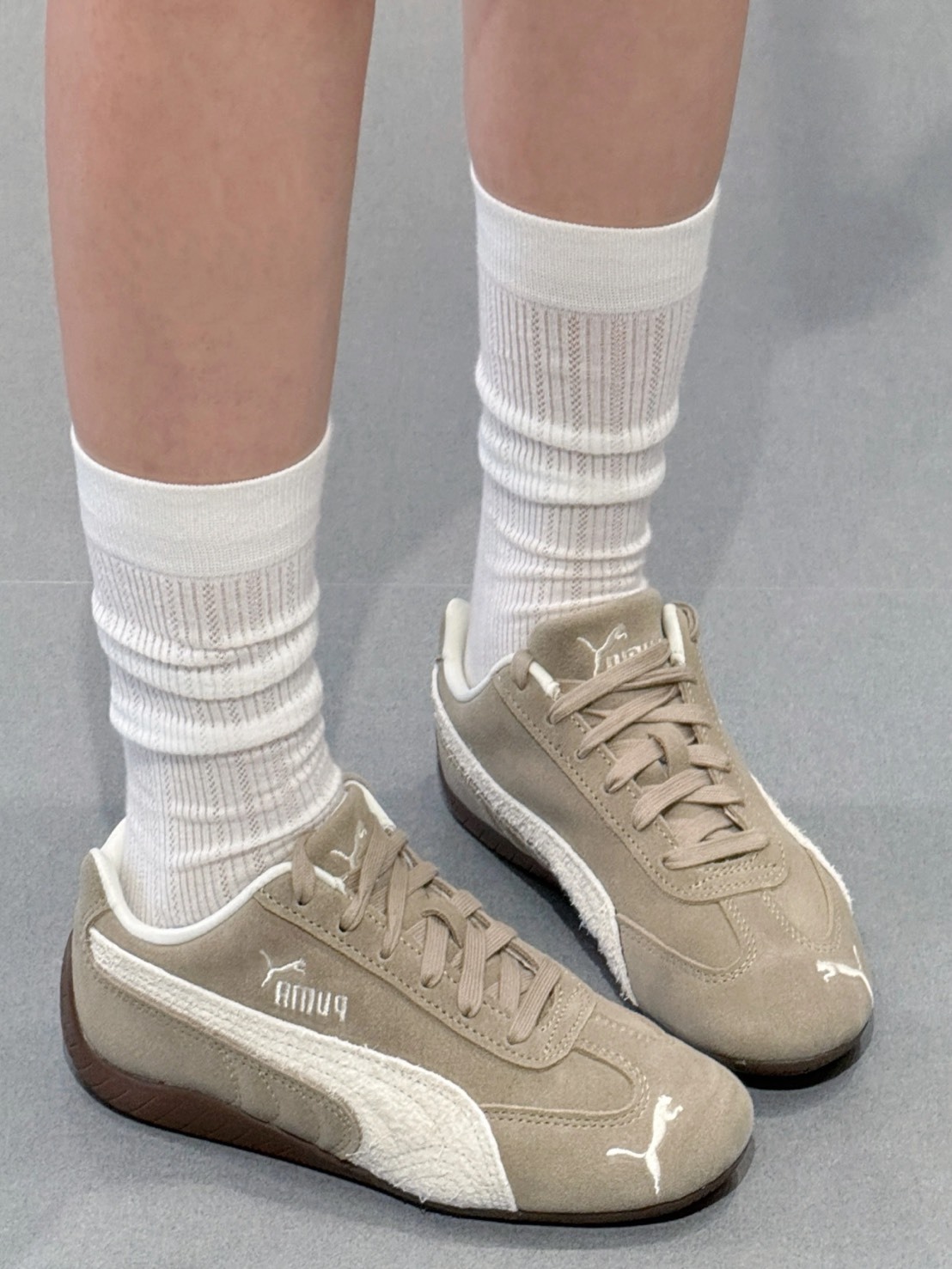 PUMA SPEEDCAT 系列 奶油灰棕麂皮 薄底賽車鞋