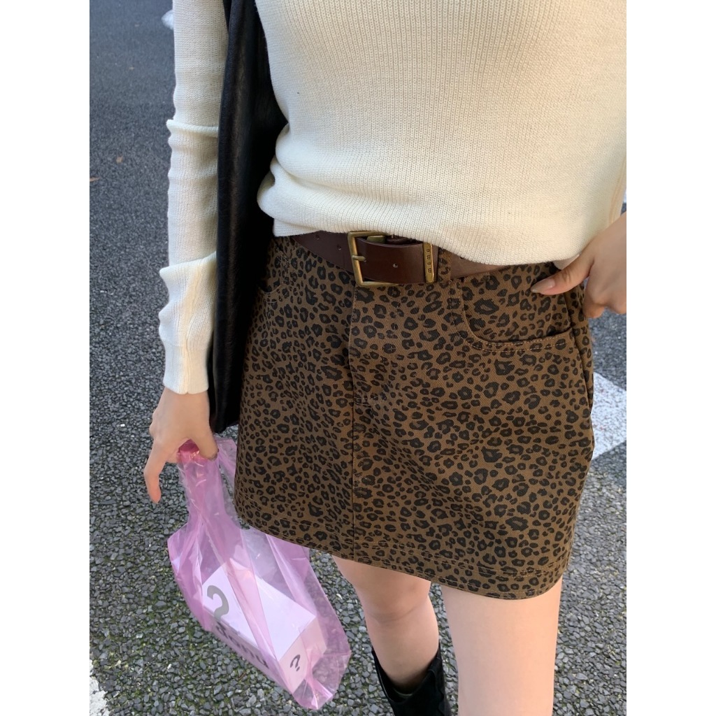 【imfine】本秋指標 附皮帶豹紋短裙 #4489