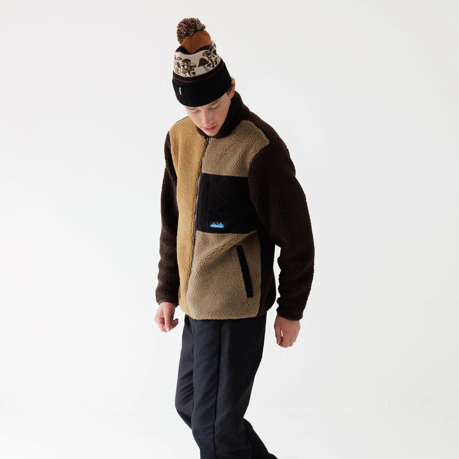 KAVU Wayside 拼接羊羔絨外套