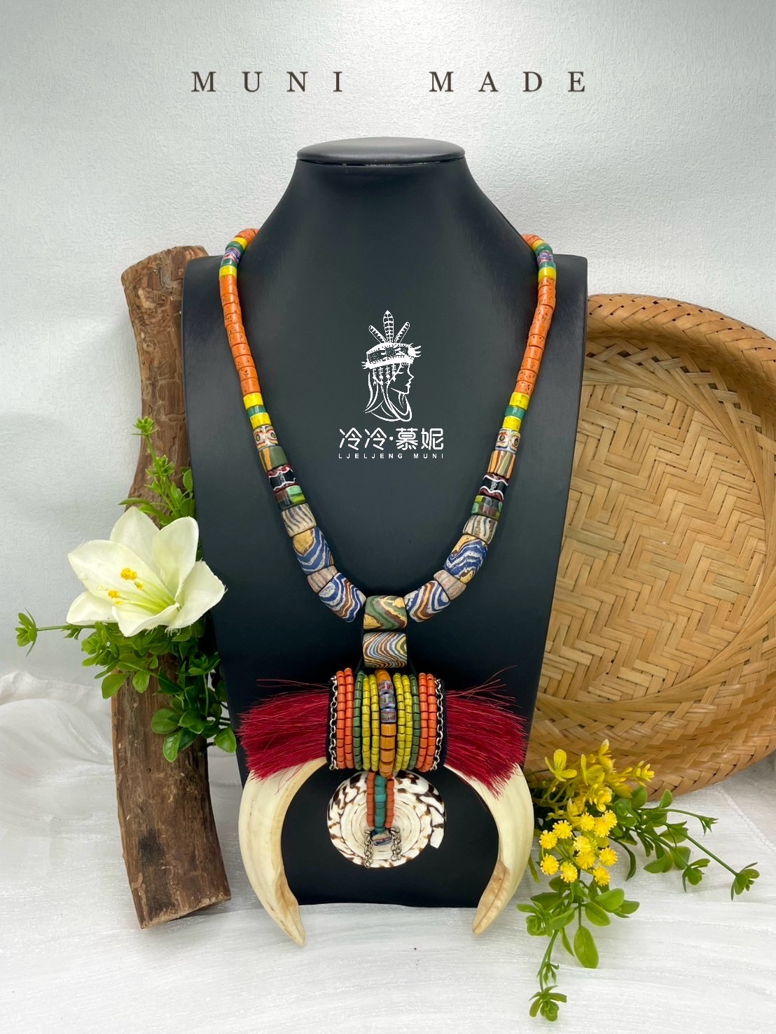 M-No.24傳統花珠大山豬牙長鍊98cm