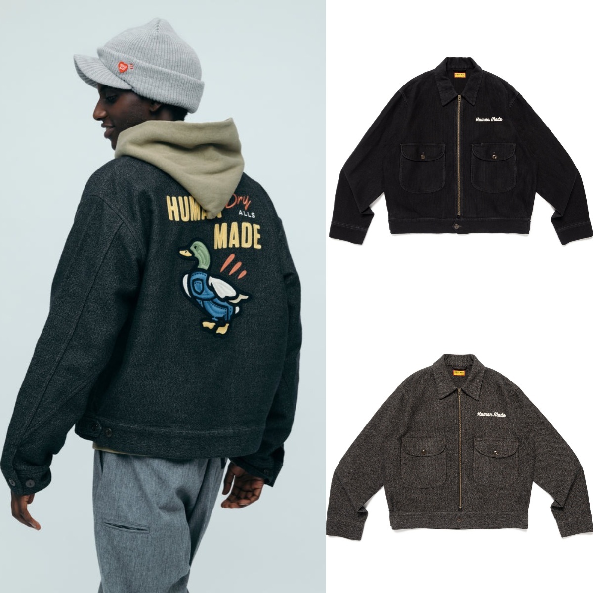 現貨┃HUMAN MADE ZIP-UP WORK JACKET 鴨子刺繡拉鍊夾克外套