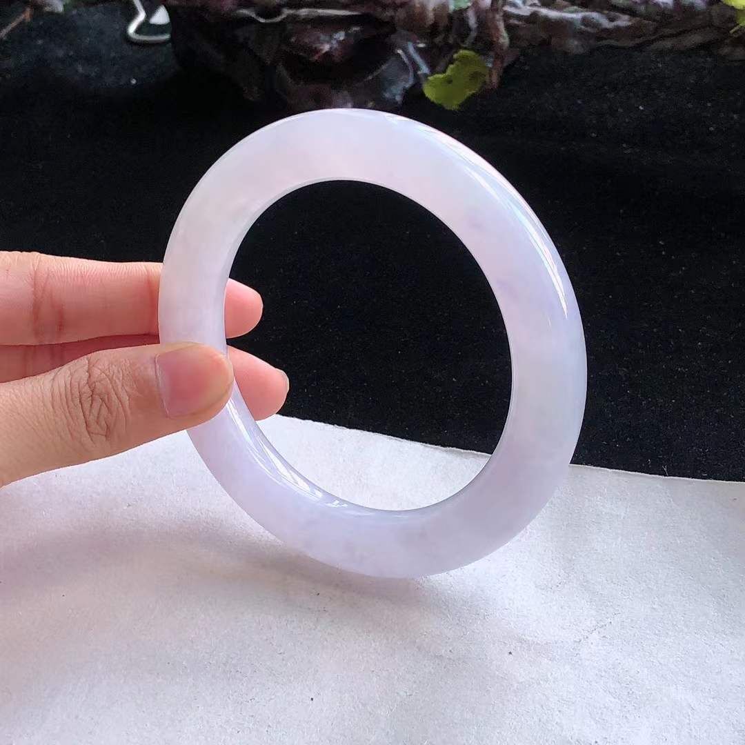 1015264 58.6mm冰糯紫羅蘭翡翠圓條手鐲 (58-60)