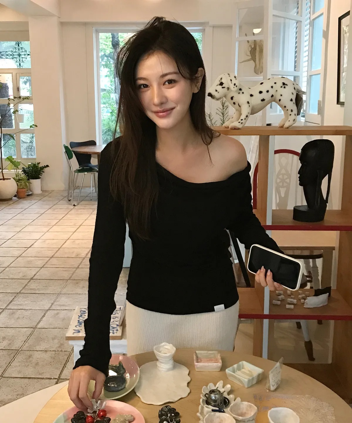 LETTER FROM MOON LETTERS DRAPE SHIRRING T-SHIRT