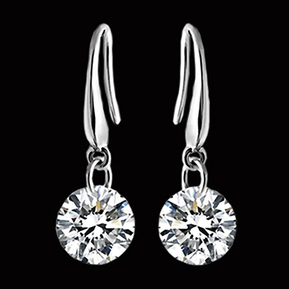 JK KOREA simple temperament zircon loose diamond silver-plated earrings J0571