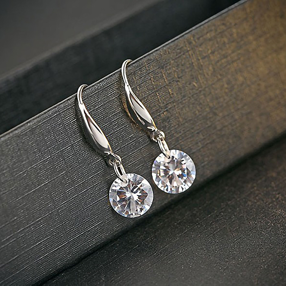 JK KOREA simple temperament zircon loose diamond silver-plated earrings J0571