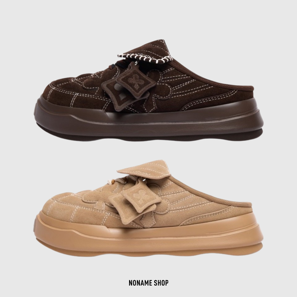 SHOOT BRAND RANDOM 重組系列 外縫線 翻鞋舌 秋冬 麂皮 厚底 懶人鞋 勃肯鞋 兩色 (男/女同款)