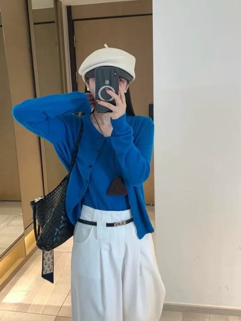 285 圓領針織外套+寬肩背心兩件組