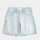 [S] HOLLISTER LIGHT WASH LOW-RISE BOW GRAPHIC BAGGY JORT, 349-477-00197-280 (SZZ813)