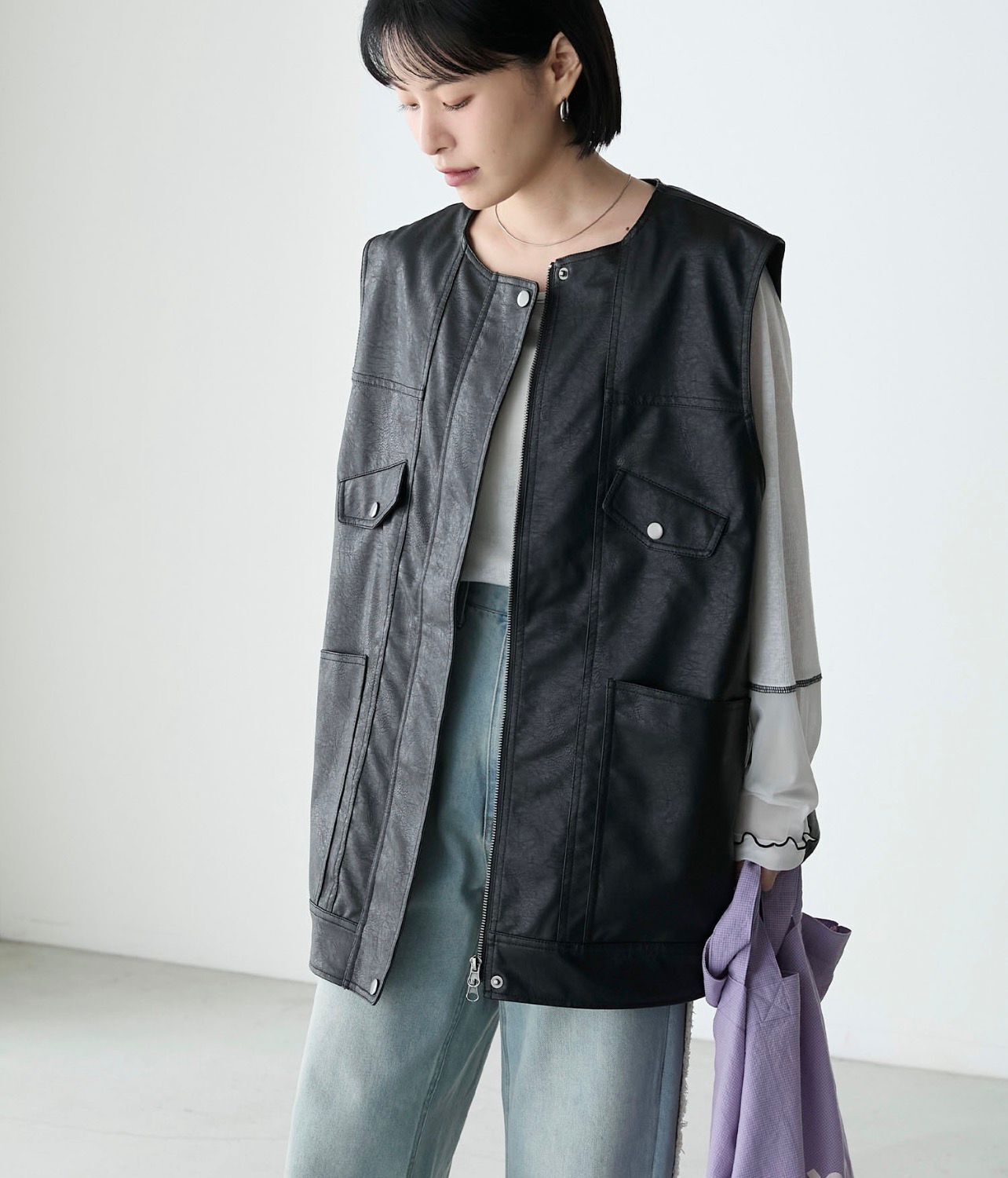 【預購】JN102305 forksy.  復古風大背心 (FREE SIZE)