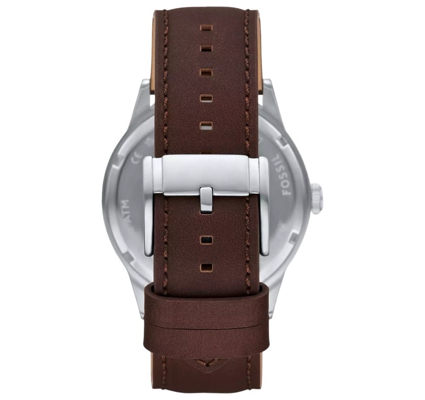 萬年鐘錶 - Fossil   經典月相星期日期顯示皮革款男錶 BQM7086  錶徑48MM