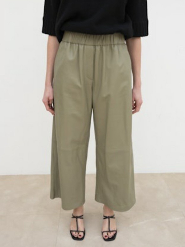 ARMA 腰鬆緊九分寬褲(灰綠)