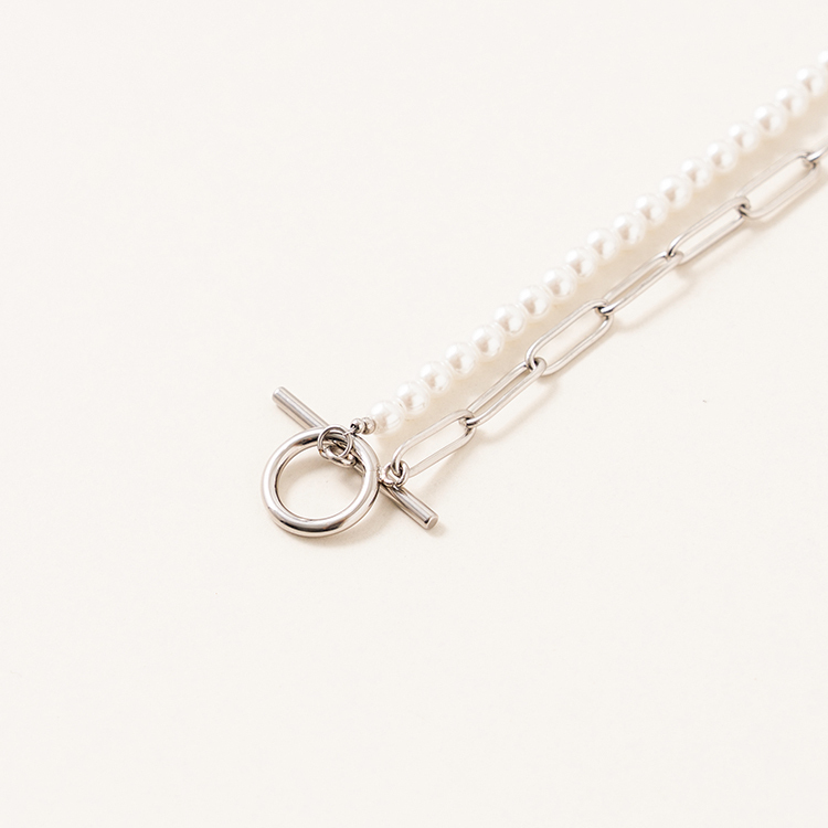 miramira珠光｜T型扣圓圈墜項鍊B0589-銀39827