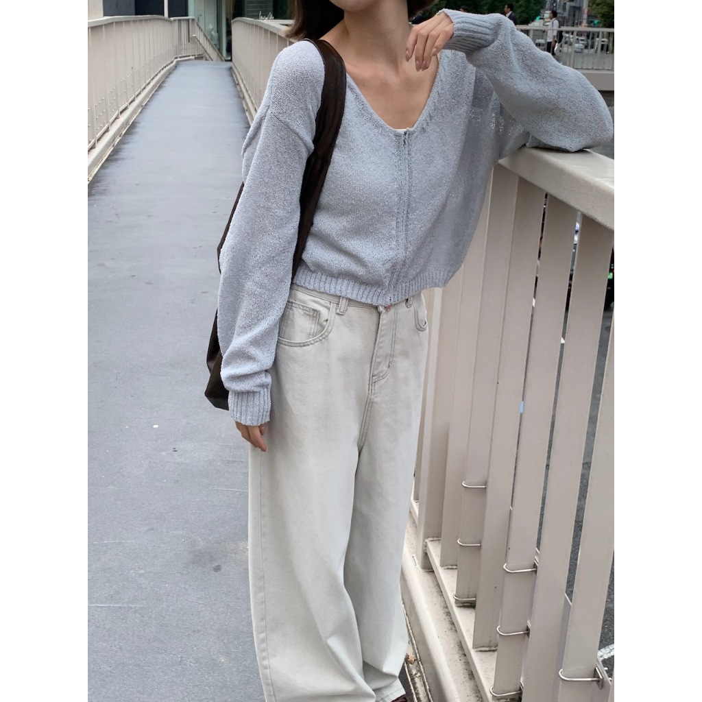 【imfine】氣質寶貝 簍空感拉鍊針織上衣 #7531