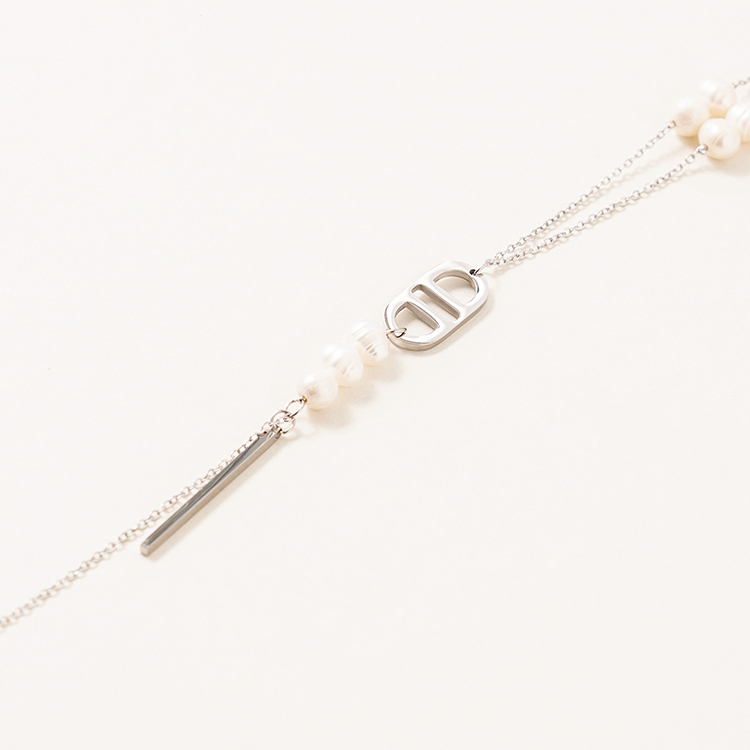 miramira珠光｜Y字鏈豬鼻子項鍊B1809-銀00762