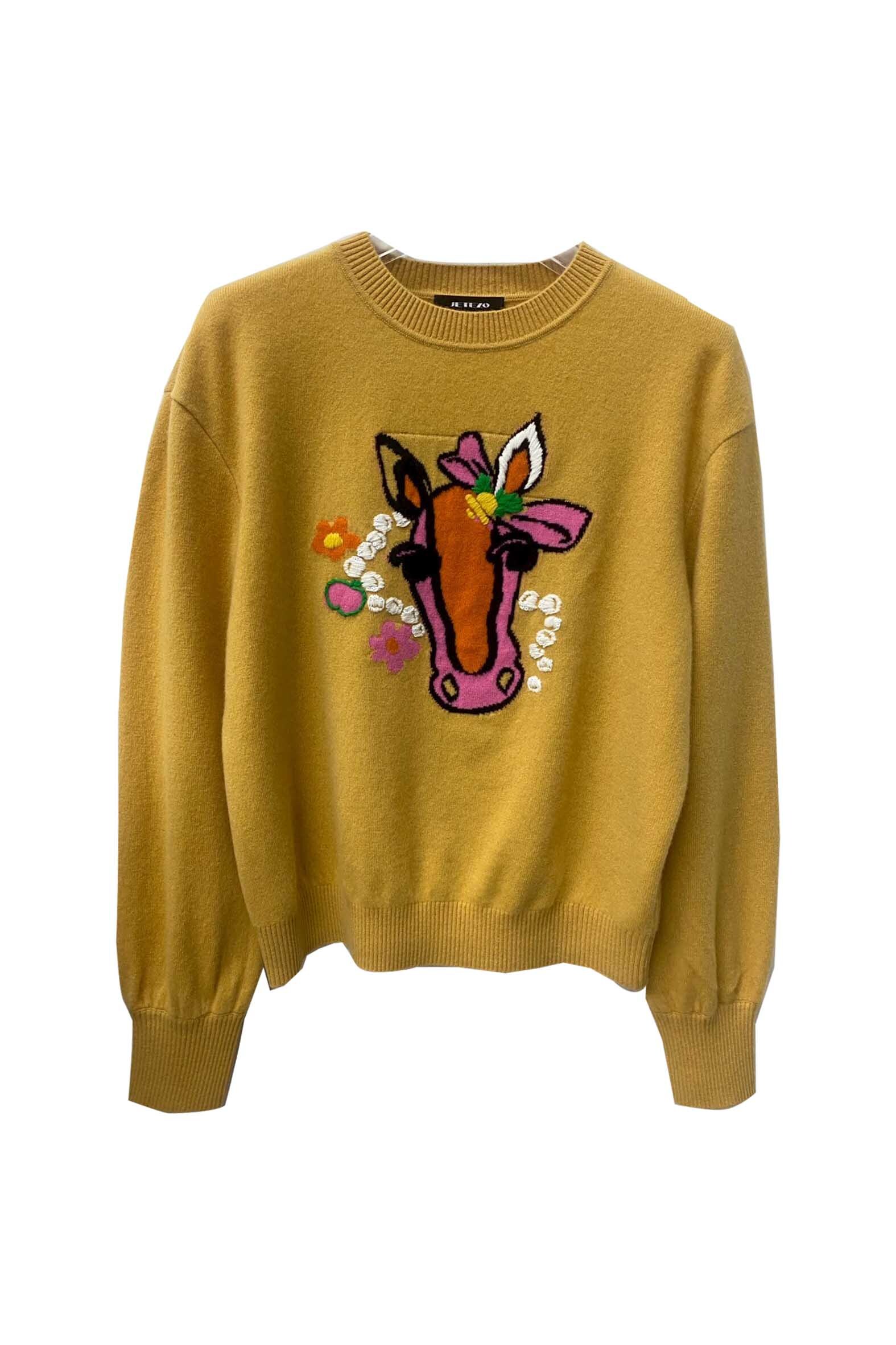 BE15295A1 暖意童話俏趣小馬刺繡針織上衣