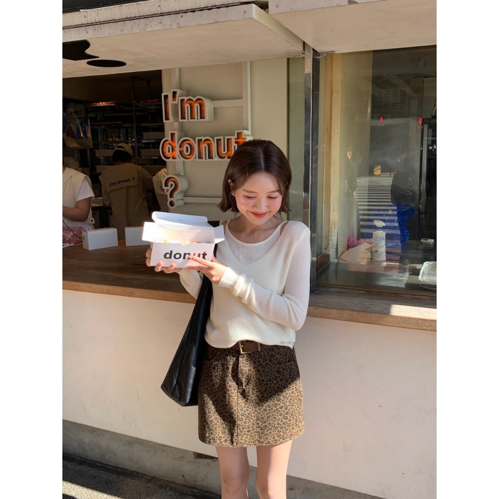 【imfine】疊穿感仙女 假兩件V領針織上衣 #7533