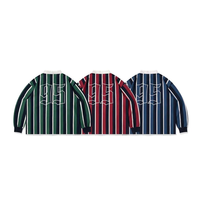 ORDINARY 寬直紋長袖Polo衫