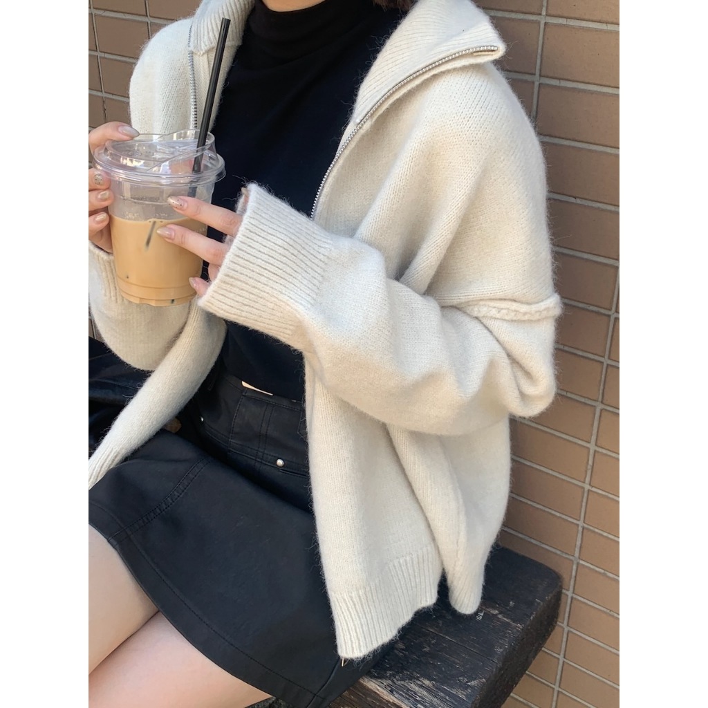 【imfine】2 way 立領挺版拉鍊針織外套 #7537