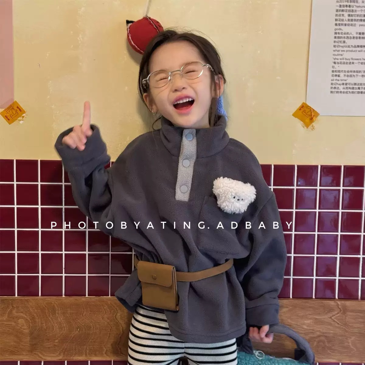 立體熊熊搖粒絨上衣