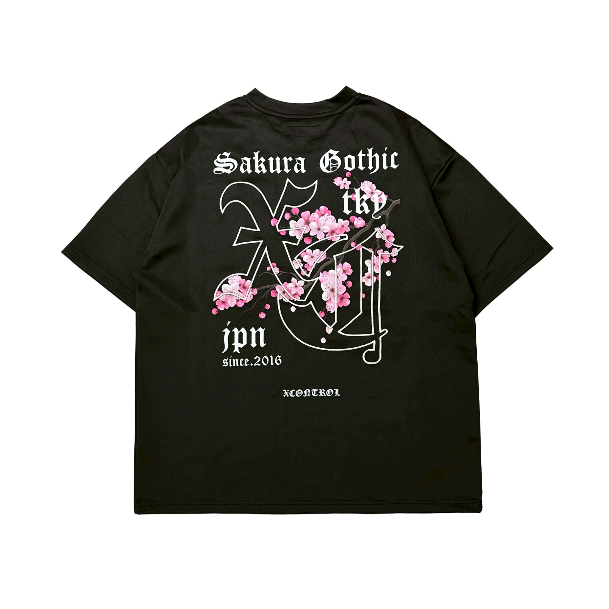 XCTRL 歌德櫻花寬版短T-黑