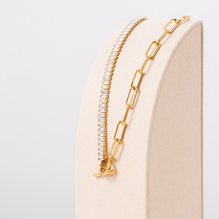 miramira微光｜T字扣白鋯石項鍊B2049-金66694