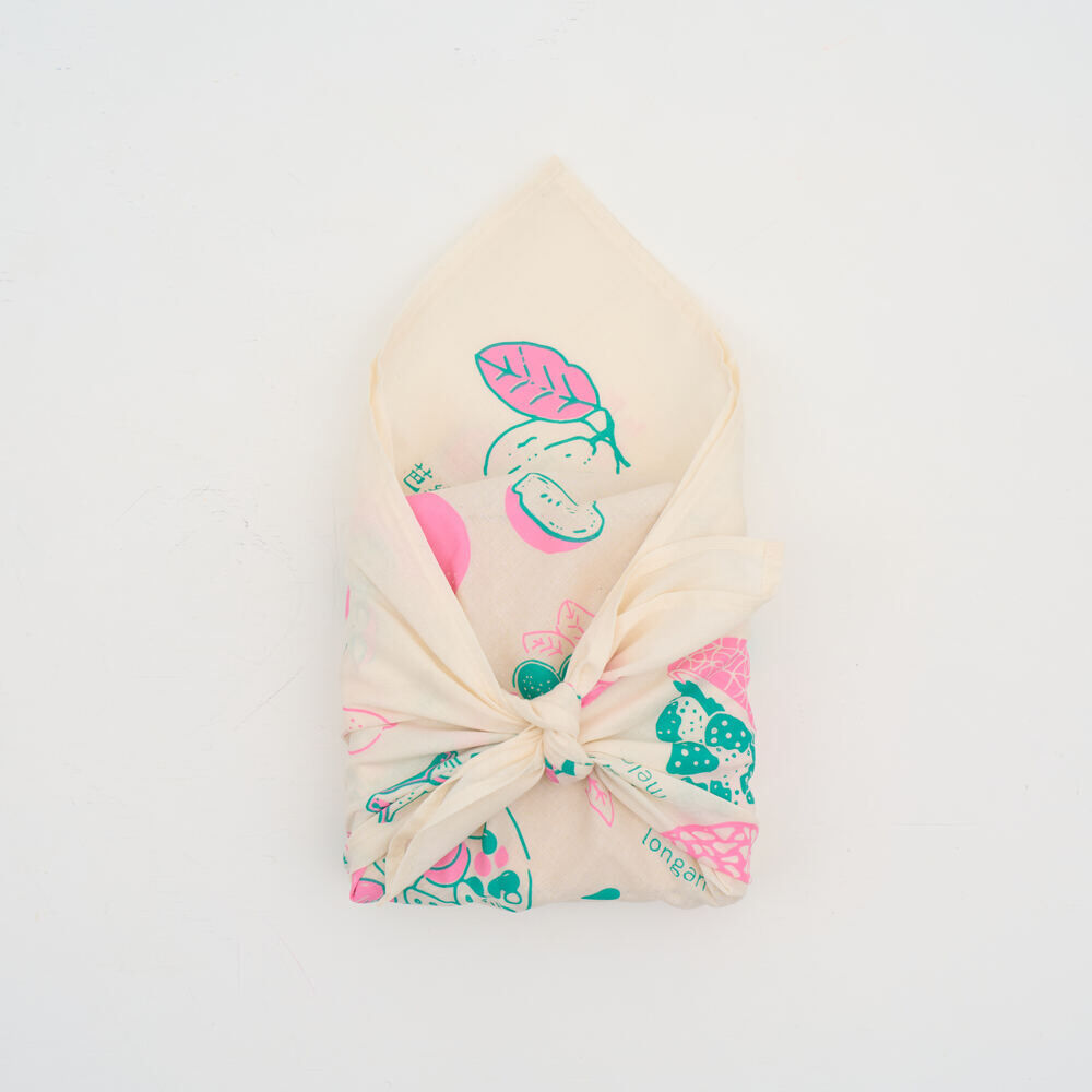 印花樂包布巾/台灣水果/綠粉