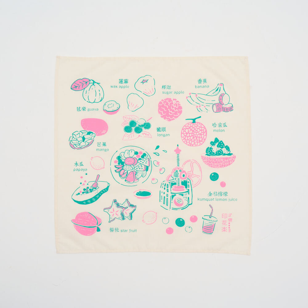 印花樂包布巾/台灣水果/綠粉
