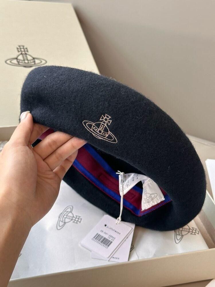 代購-Vivienne Westwood 土星 黑色 貝雷帽 黑
