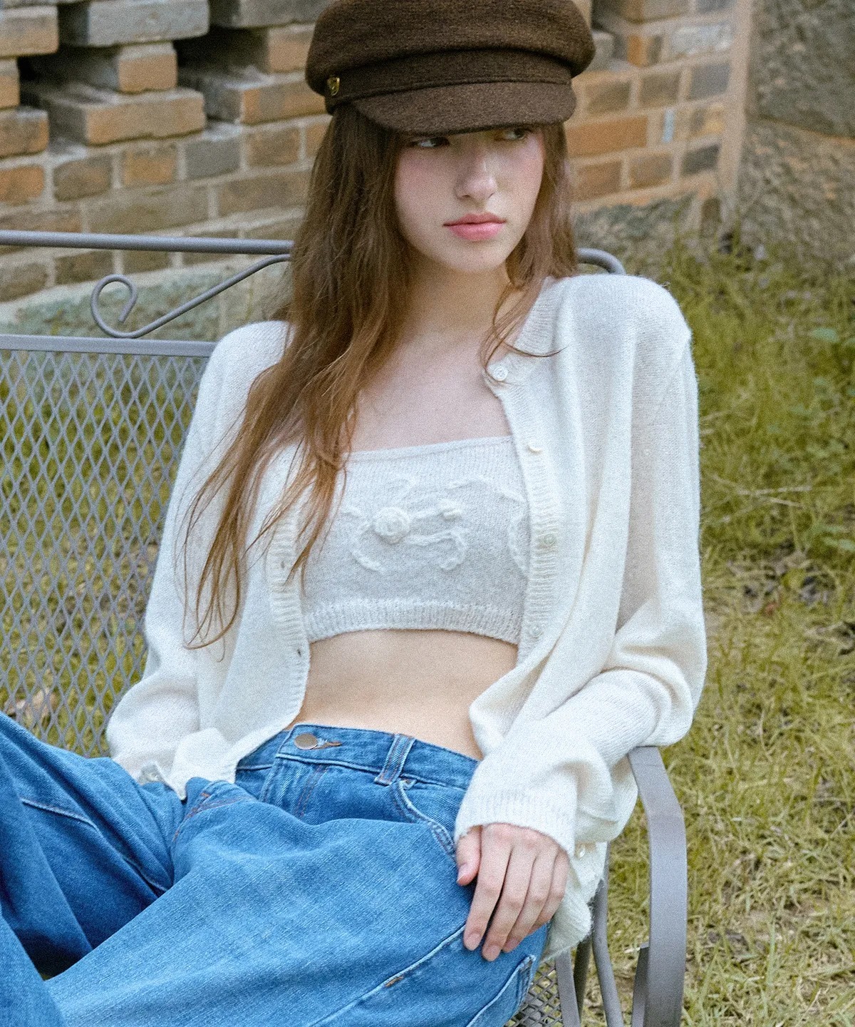 LETTER FROM MOON KOA BUSTIER MOHAIR WOOL CARDIGAN