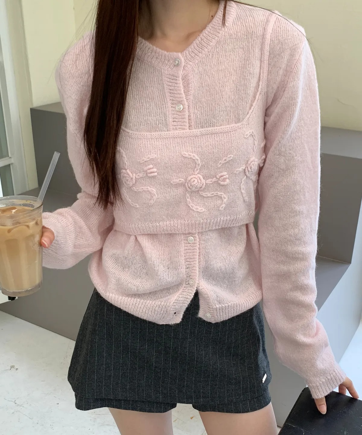 LETTER FROM MOON KOA BUSTIER MOHAIR WOOL CARDIGAN