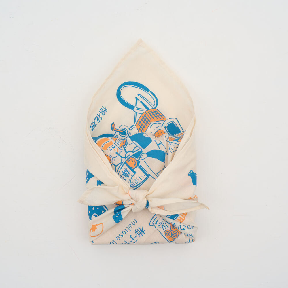 印花樂包布巾/台灣古早味零食/藍橘